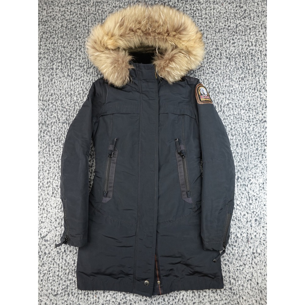 Parajumpers Masterpiece Series Parka Womens XS Black Fur Trim Down Long Jacket
